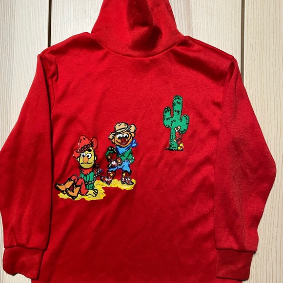 Vintage Kids Sesame Street Bert Ernie Cowboys Turtleneck Size 5 - Picture 1 of 7